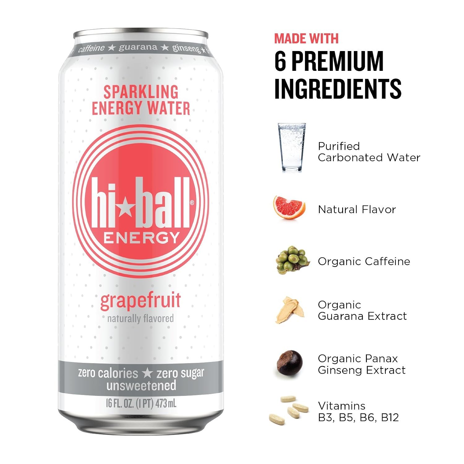 Hiball Clean Energy Seltzer Water， Caffeinated Sparkling Water Made with Vitamin B12 and Vitamin B6， Sugar Free (8 pack of 16 Fl Oz)， Variety Pack - Image 7